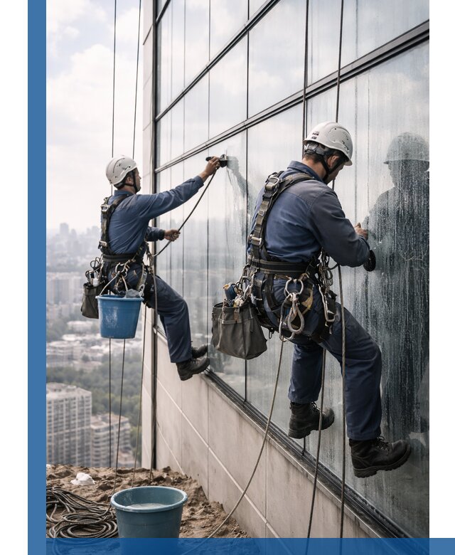 Профессиональная мойка фасадных окон альпинистами в Балашихе