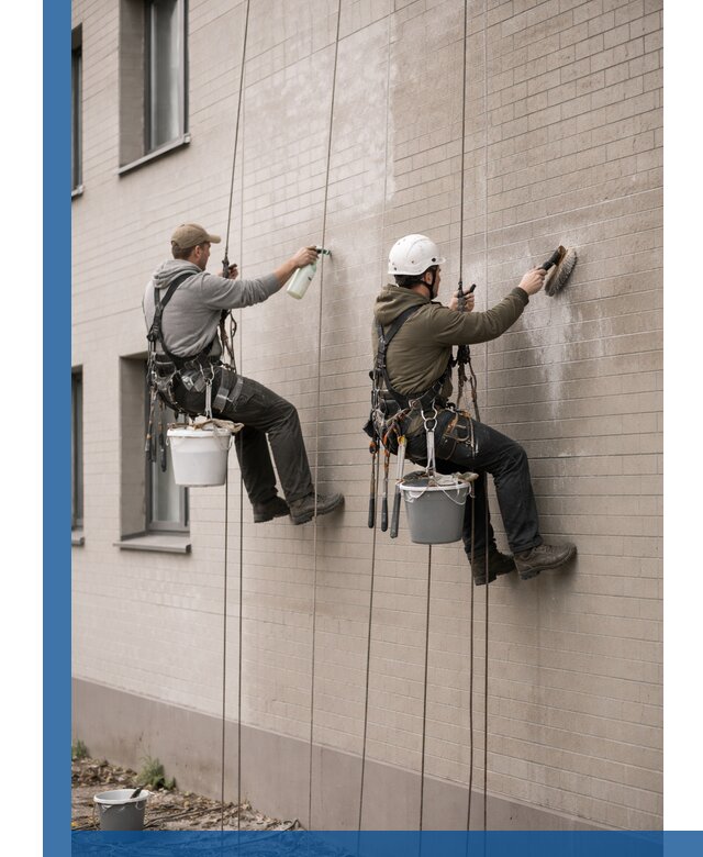 Удаление высолов с фасада зданий в Балашихе без повреждений и следов