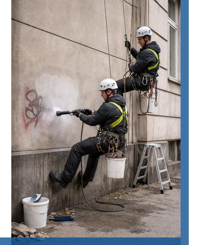 Удаление граффити с фасада в Балашихе от 4614 р. | ВЫСОТНИК-Блш