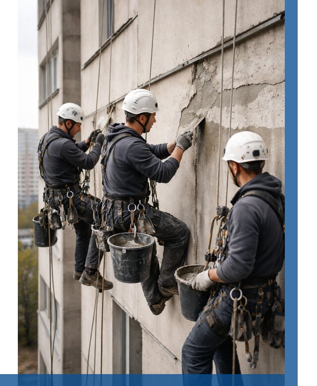 Ремонт бетонных элементов фасада в Балашихе от 2563 р. | ВЫСОТНИК-Блш