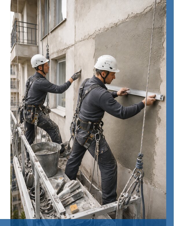 Штукатурка фасада на высоте в Балашихе от 923 р. | ВЫСОТНИК-Блш