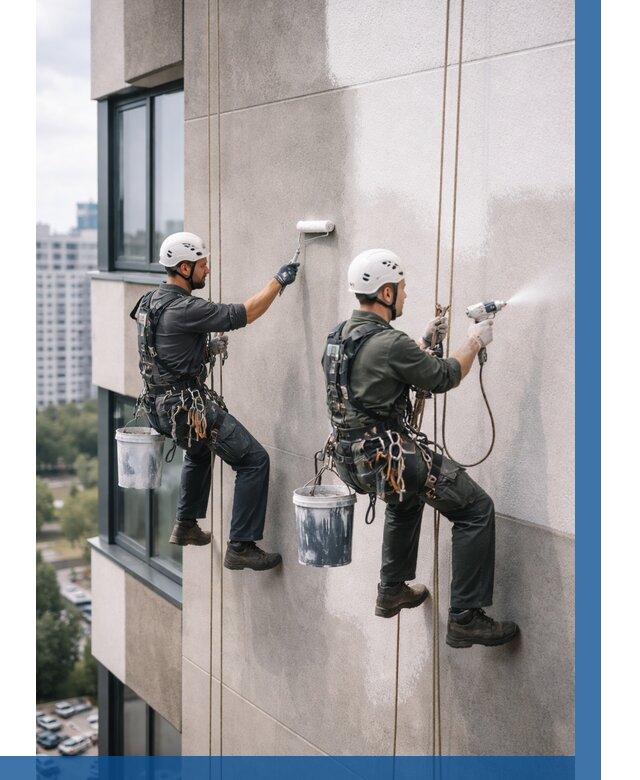 Покраска фасада альпинистами в Балашихе от 308 р. | ВЫСОТНИК-Блш