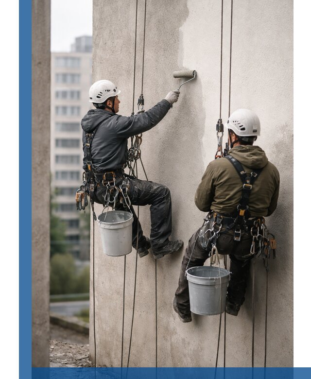 Покраска фасадов высотными альпинистами в Балашихе с гарантией