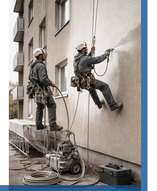 Безвоздушная покраска фасада в Балашихе от 226 р/м² | ВЫСОТНИК-Блш