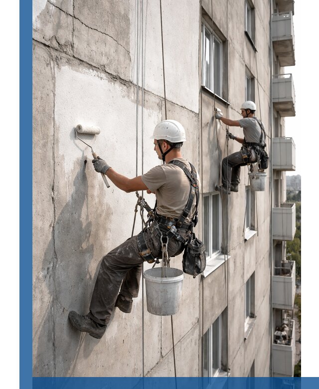 Покраска бетонного фасада в Балашихе для жилых и промышленных объектов