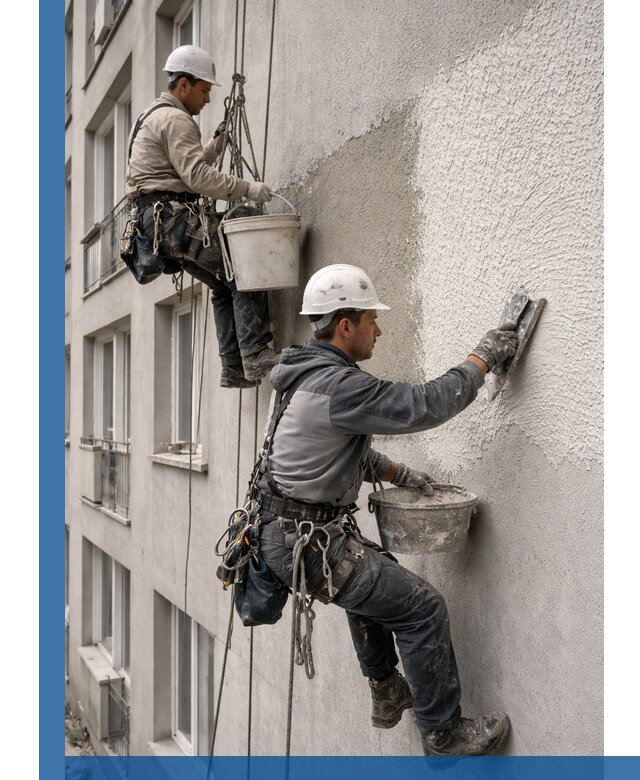 Нанесение декоративной штукатурки короед на фасад в Балашихе