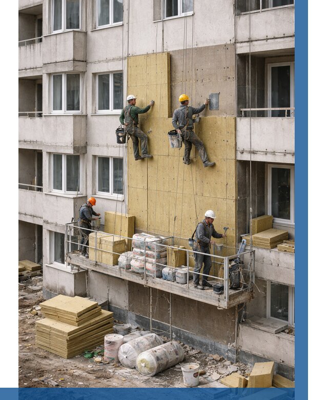 Утепление фасада минватой в Балашихе от 1538 р. | ВЫСОТНИК-Блш