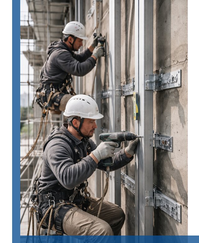 Монтаж и крепление подсистемы вентфасада в Балашихе