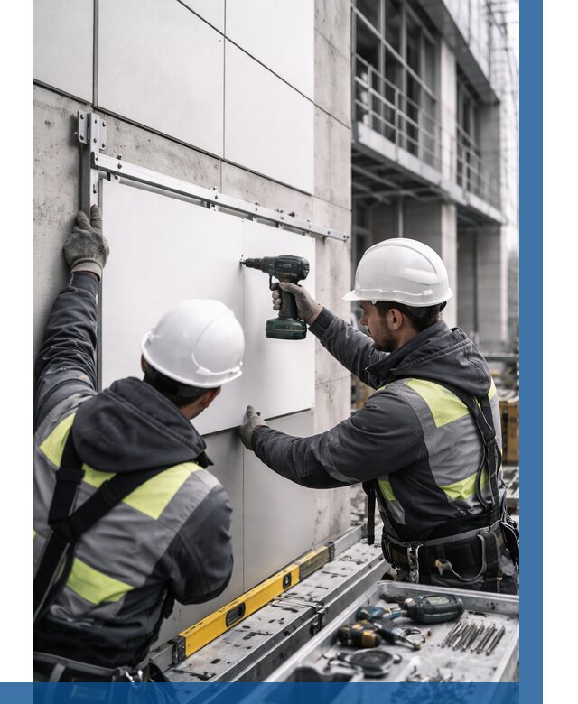 Монтаж композитных панелей фасада в Балашихе от 2563 р. | ВЫСОТНИК-Блш