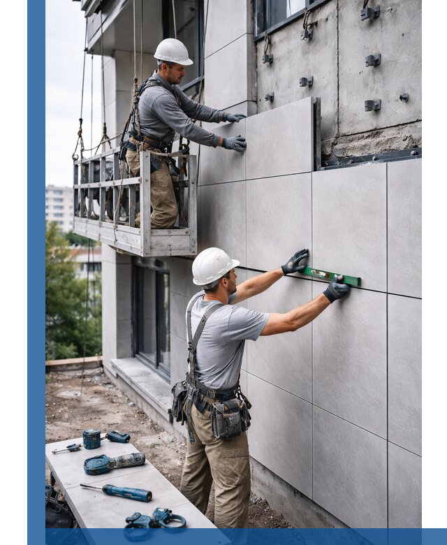 Монтаж керамогранита на фасад в Балашихе под ключ с гарантией качества