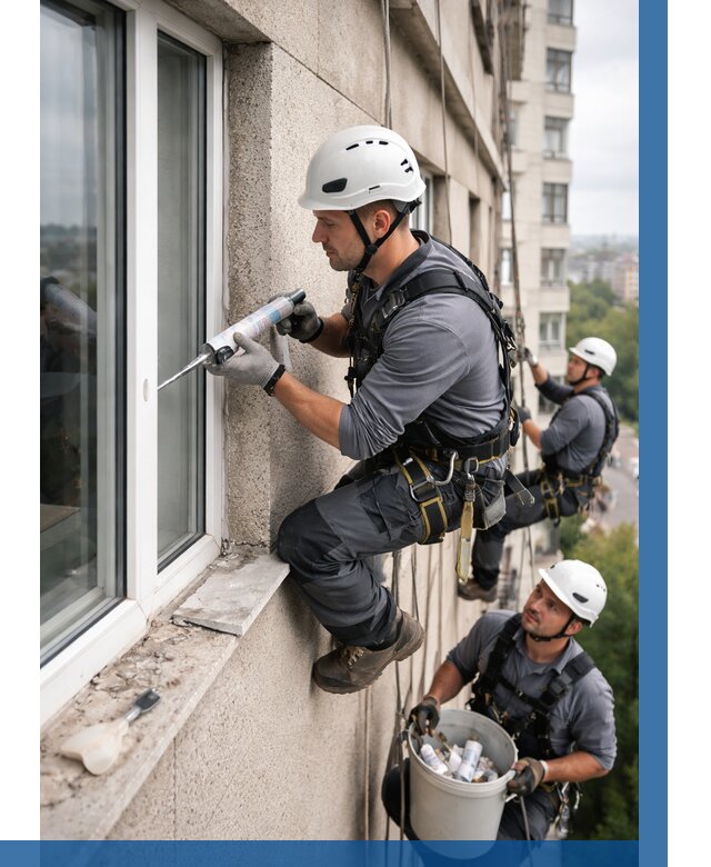 Герметизация оконных швов снаружи в Балашихе от 1538 р. | ВЫСОТНИК-Блш