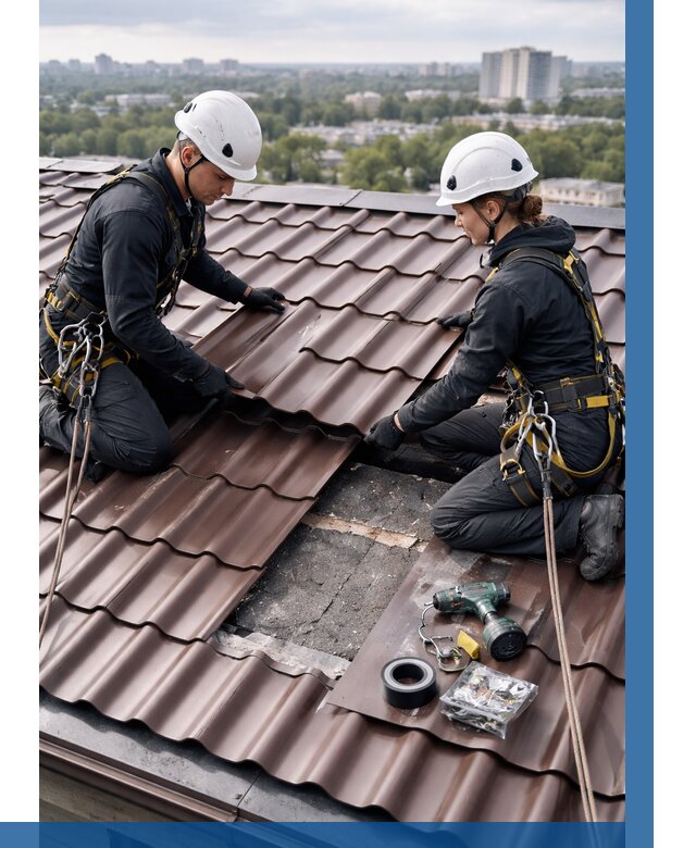 Ремонт металлочерепицы на крыше в Балашихе от 923 р. | ВЫСОТНИК-Блш