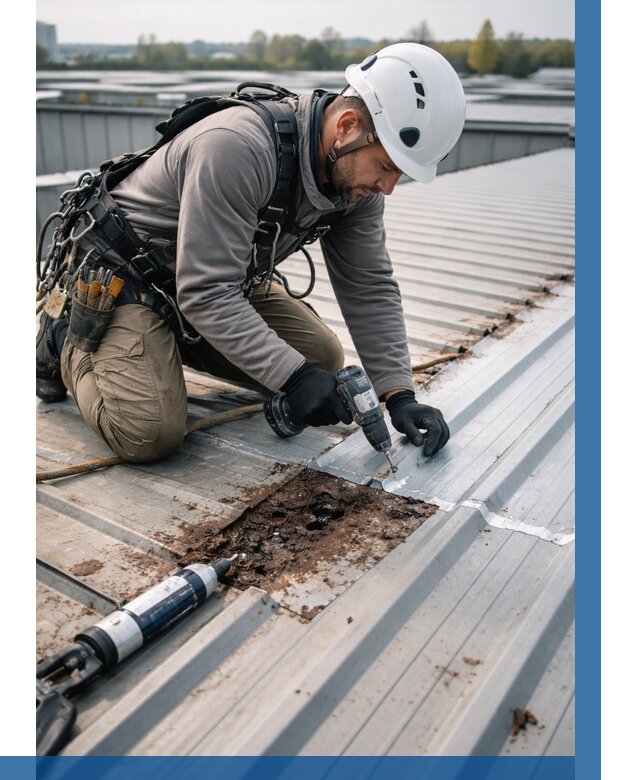 Ремонт профнастила на кровле в Балашихе от 718 р. | ВЫСОТНИК-Блш