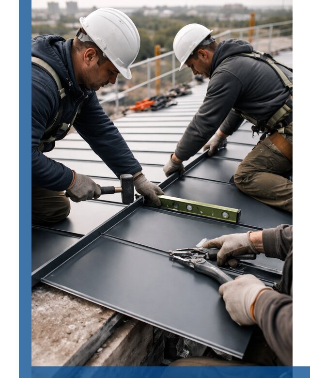 Монтаж фальцевой кровли в Балашихе для промышленных зданий