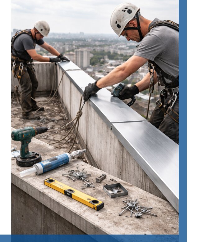 Монтаж парапетных крышек в Балашихе от 820 р. | ВЫСОТНИК-Блш