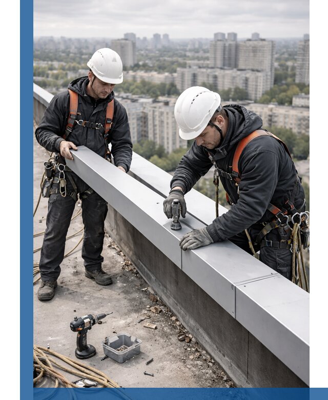 Монтаж парапетных крышек и ограждений кровли в Балашихе