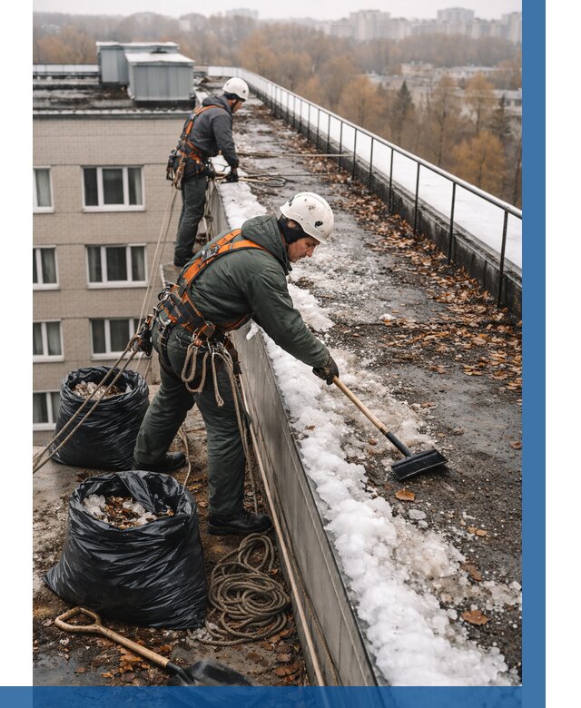 Очистка кровли по периметру в Балашихе от 564 р. | ВЫСОТНИК-Блш