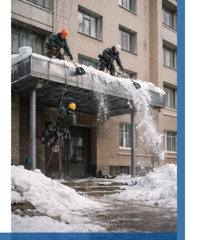 Очистка козырьков от снега в Балашихе от 3589 р. | ВЫСОТНИК-Блш