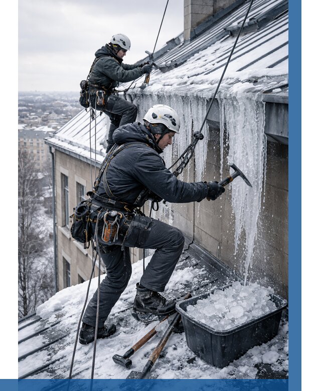 Удаление наледи с кровли в Балашихе от 5639 р. | ВЫСОТНИК-Блш