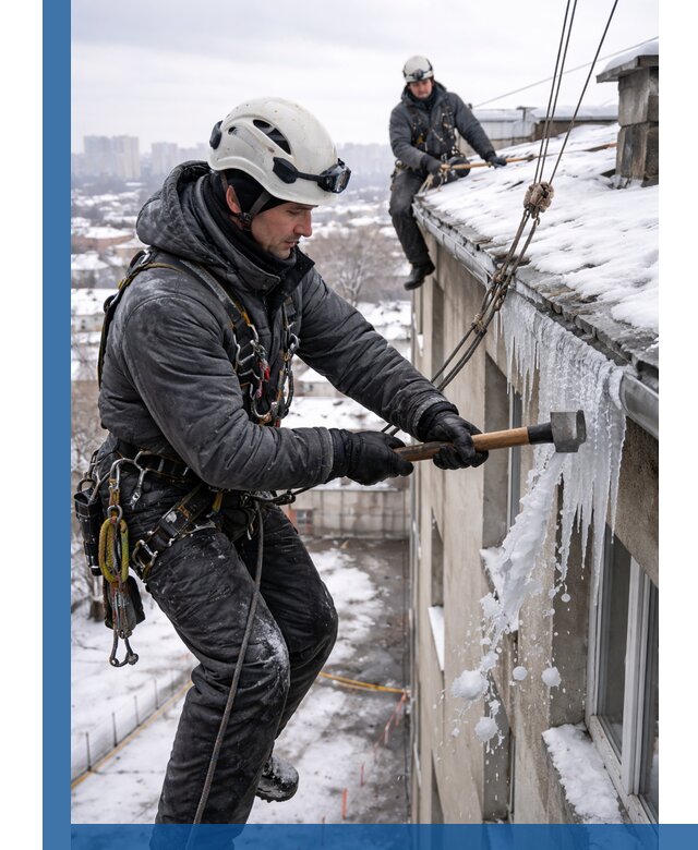 Сбивание и удаление сосулек с крыши в Балашихе безопасно