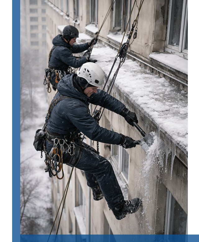 Удаление наледи и сосулек с карнизов в Балашихе профессионально