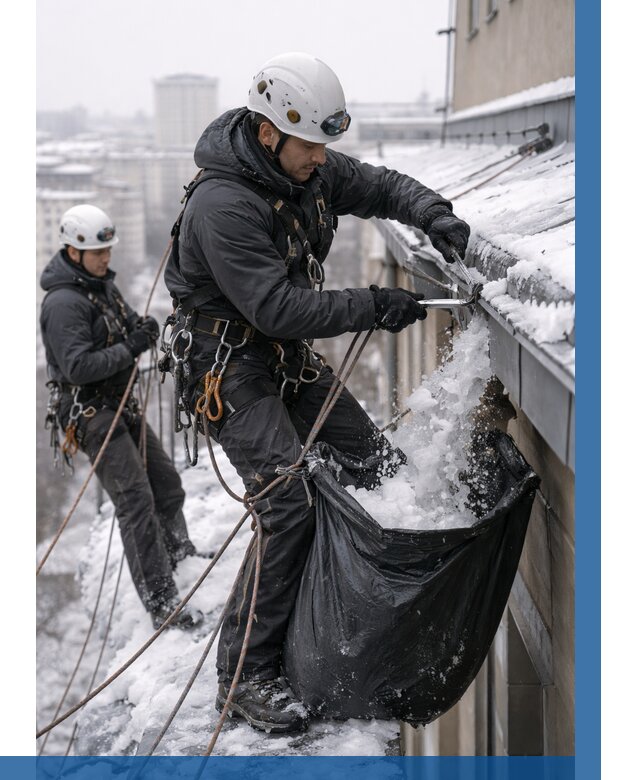 Аварийная очистка крыши в Балашихе под ключ от 308 р. | ВЫСОТНИК-Блш