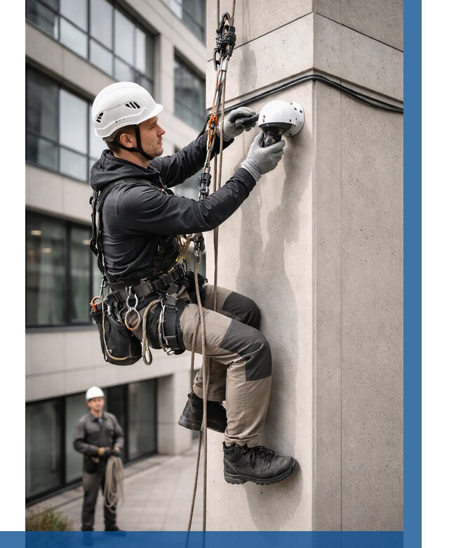 Монтаж камер видеонаблюдения на фасаде в Балашихе от 8715 р.-ВЫСОТНИК-Блш