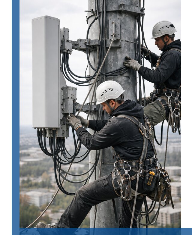 Монтаж оборудования связи на мачте в Балашихе с пусконаладкой