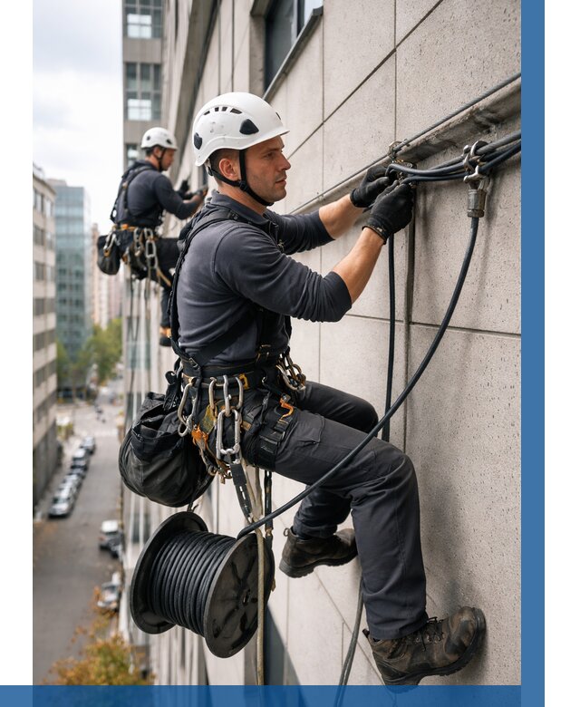 Прокладка кабеля по фасаду в Балашихе от 359 р. | ВЫСОТНИК-Блш