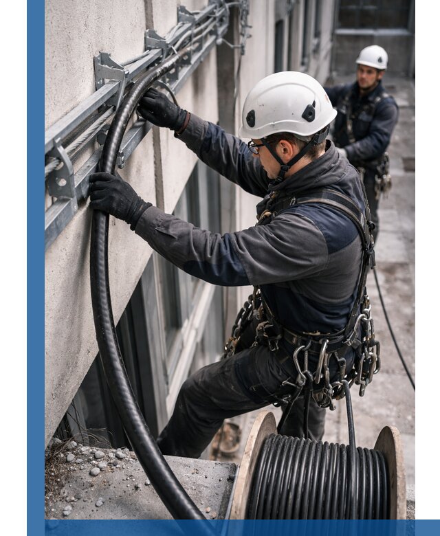 Протяжка кабеля питания на высоте в Балашихе с гарантией безопасности и качества