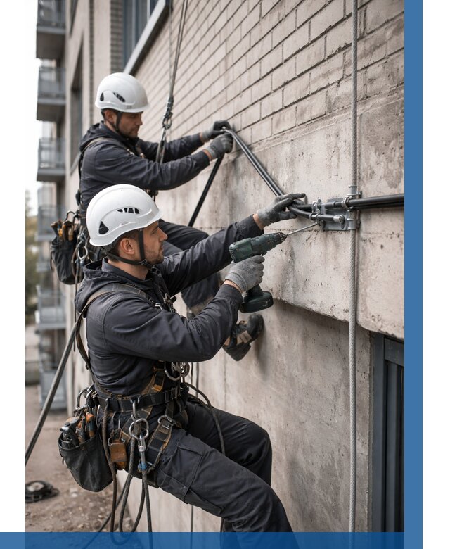 Крепление кабеля на фасаде в Балашихе от 359 р. | ВЫСОТНИК-Блш