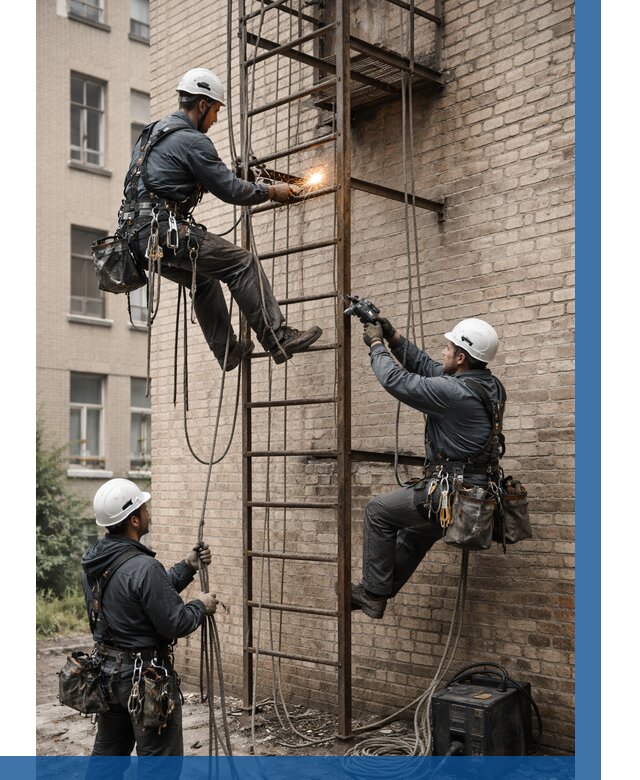 Ремонт пожарной лестницы в Балашихе от 7690 р. | ВЫСОТНИК-Блш