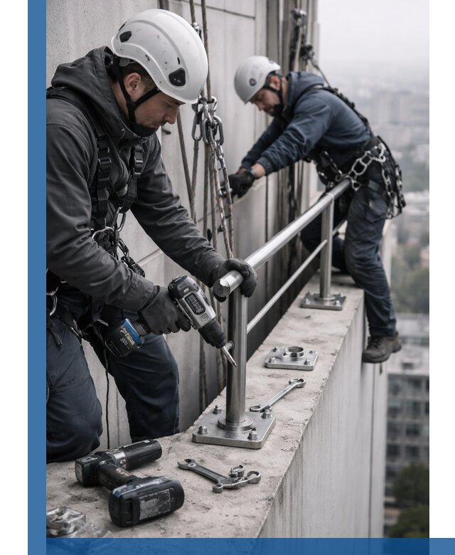 Монтаж перил на высоте в Балашихе для жилых и промобъектов