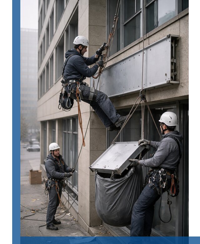 Демонтаж рекламной вывески с высотными работами в Балашихе