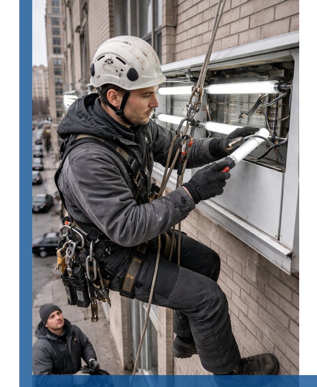 Профессиональная замена ламп в наружной вывеске в Балашихе