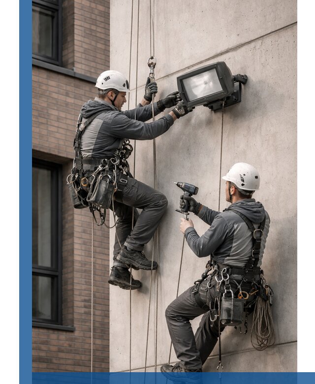 Профессиональный монтаж фасадных прожекторов в Балашихе под ключ