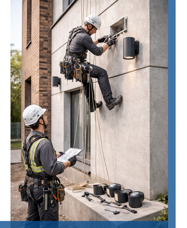 Монтаж фасадного освещения в Балашихе от 2563 р. | ВЫСОТНИК-Блш