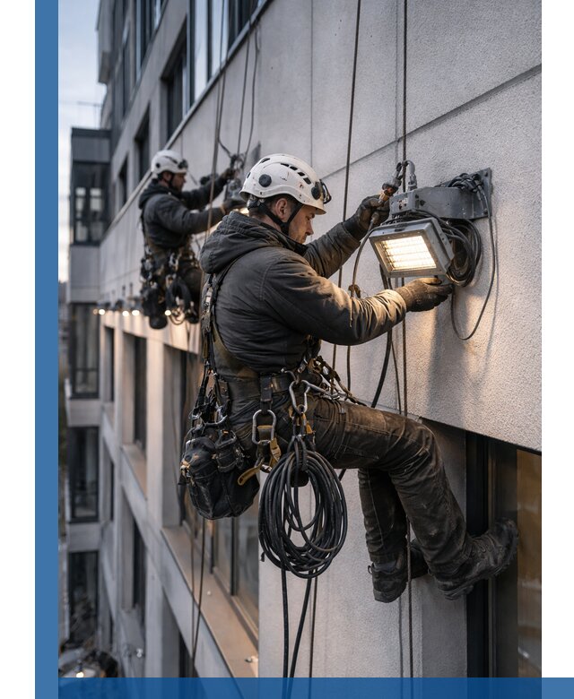 Монтаж фасадного освещения в Балашихе установка и подключение