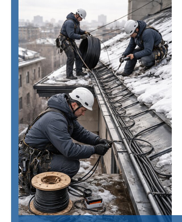 Монтаж греющего кабеля на кровле в Балашихе под ключ
