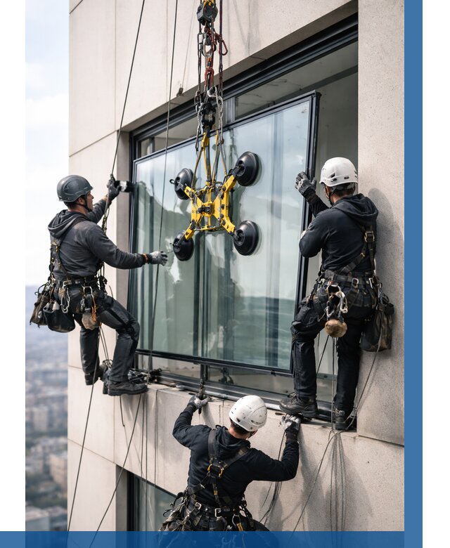 Монтаж стеклопакетов на высоте в Балашихе от 3281 р. | ВЫСОТНИК-Блш