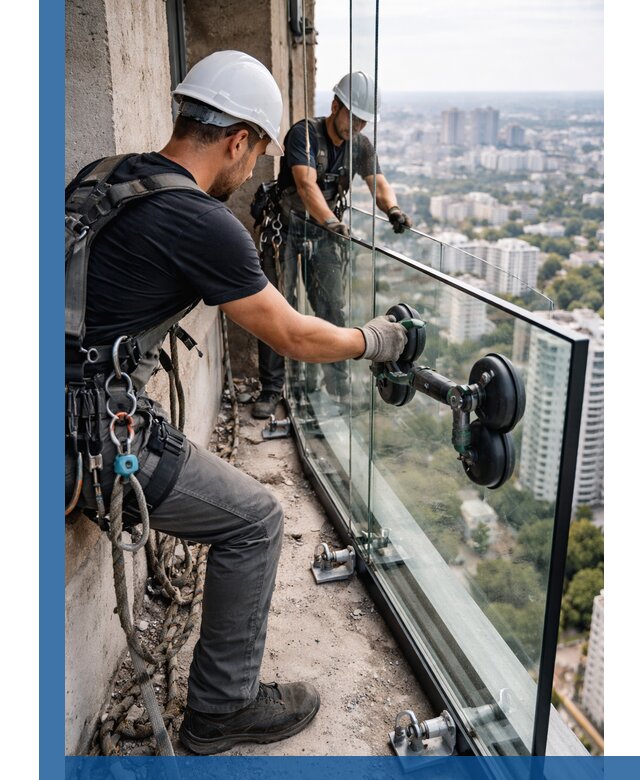 Монтаж стеклянных ограждений под ключ с гарантией в Балашихе