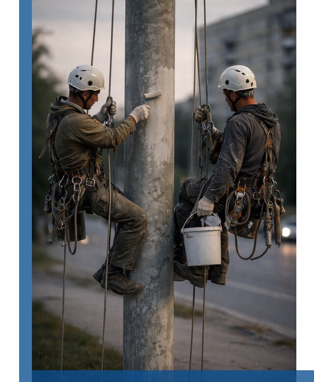 Покраска опор освещения и антикоррозийная защита в Балашихе