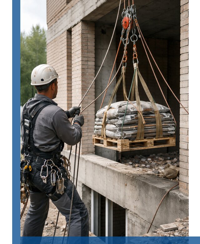 Подъем материалов на этаж веревками в Балашихе оперативно