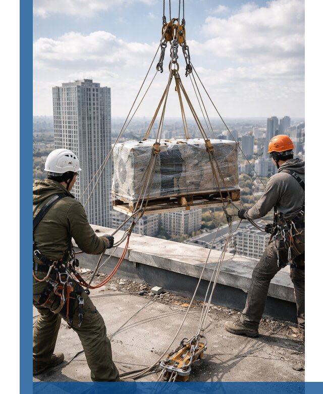 Подъем и монтаж крупногабаритных грузов на крышу в Балашихе