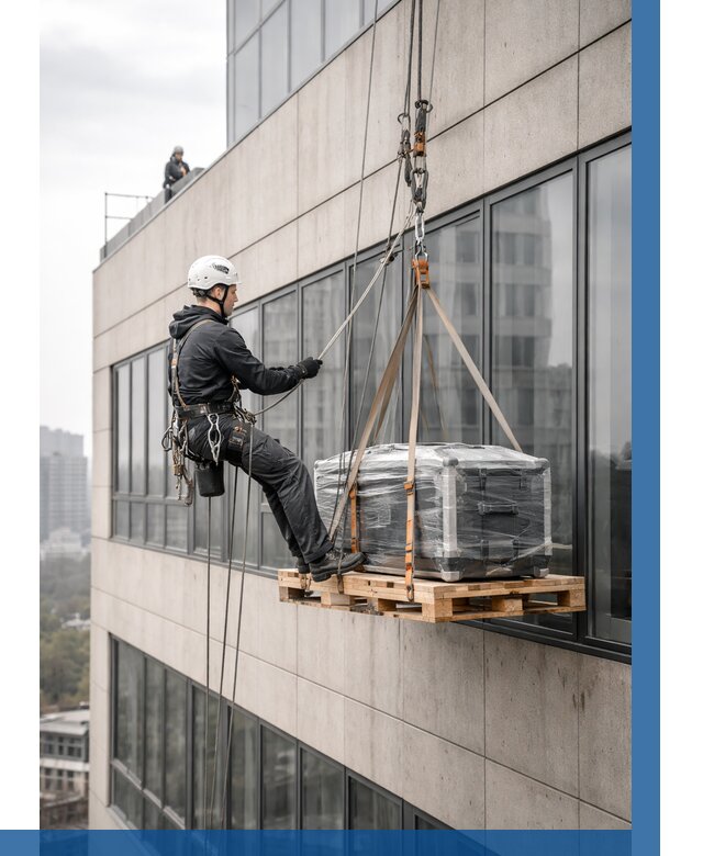 Спуск груза по фасаду в Балашихе от 3589 р. | ВЫСОТНИК-Блш