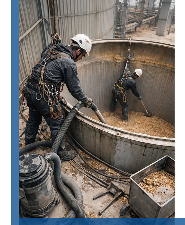 Профессиональная чистка зерновых бункеров в Балашихе с выездом