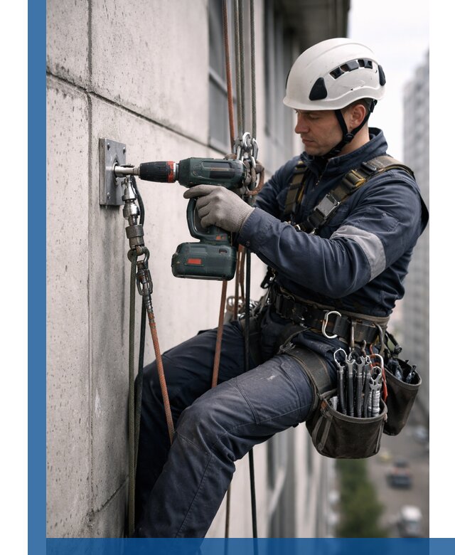 Установка анкерных точек для высотных работ в Балашихе