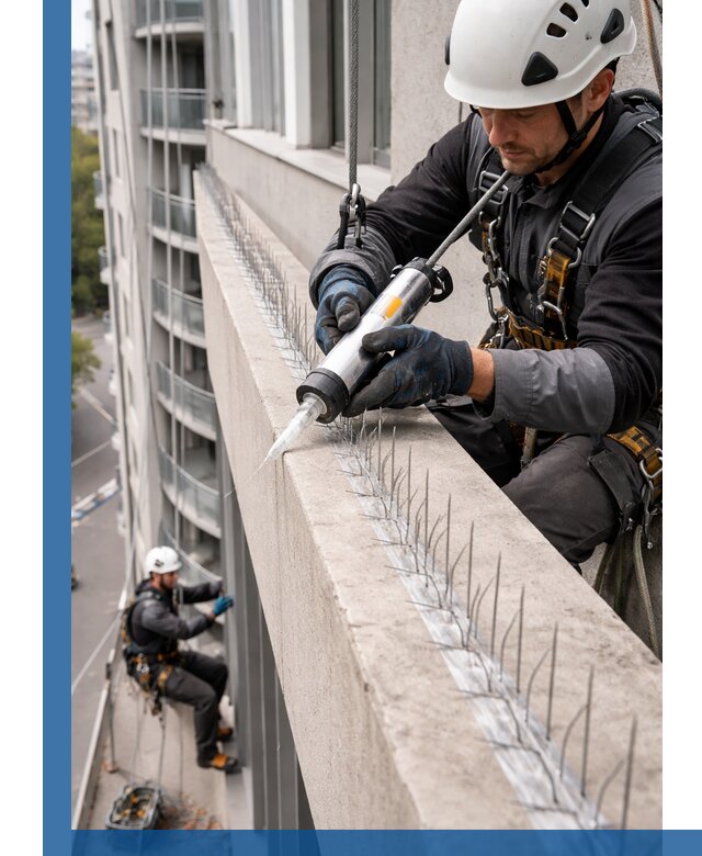 Установка шипов от птиц на фасадах и кровлях в Балашихе